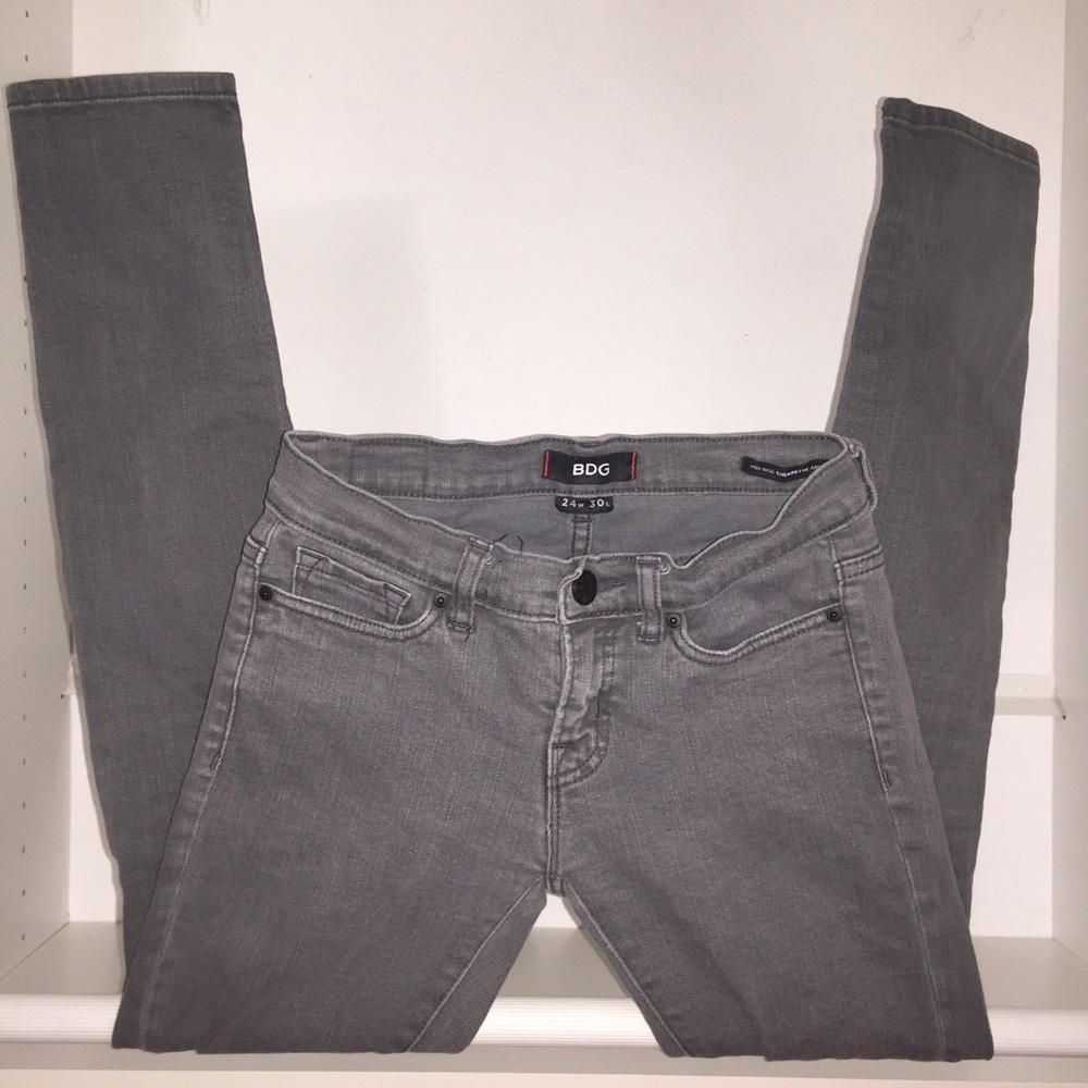 BDG Gray Mid Rise Cigarette Ankle Jeans, 24